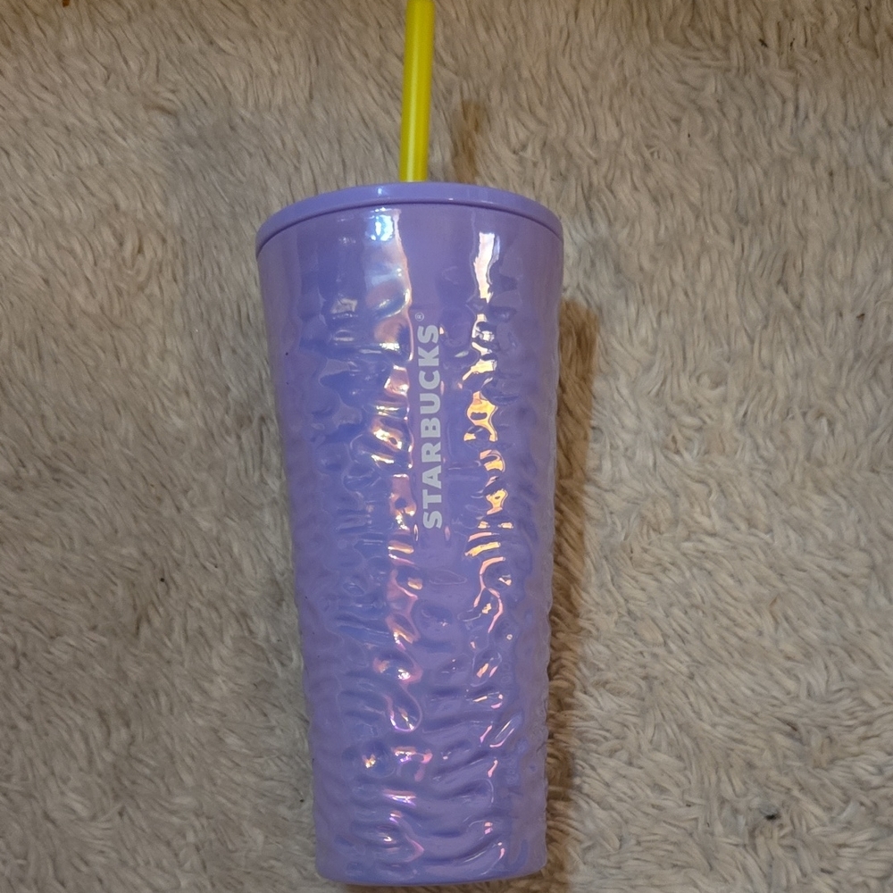 Starbucks Lavender Tumbler with Bright Yellow Straw